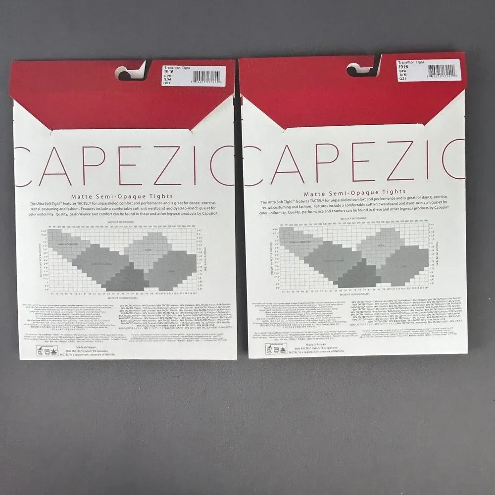 2 Pairs of Capezio Ultra Soft Transition Tights 1916 Ballet Pink S/M New